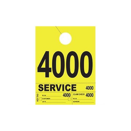 Asp 4Part Hvy-Brite Service Dispatch Nums Yellow 4Digit Set:4000-4999 Pk 2724